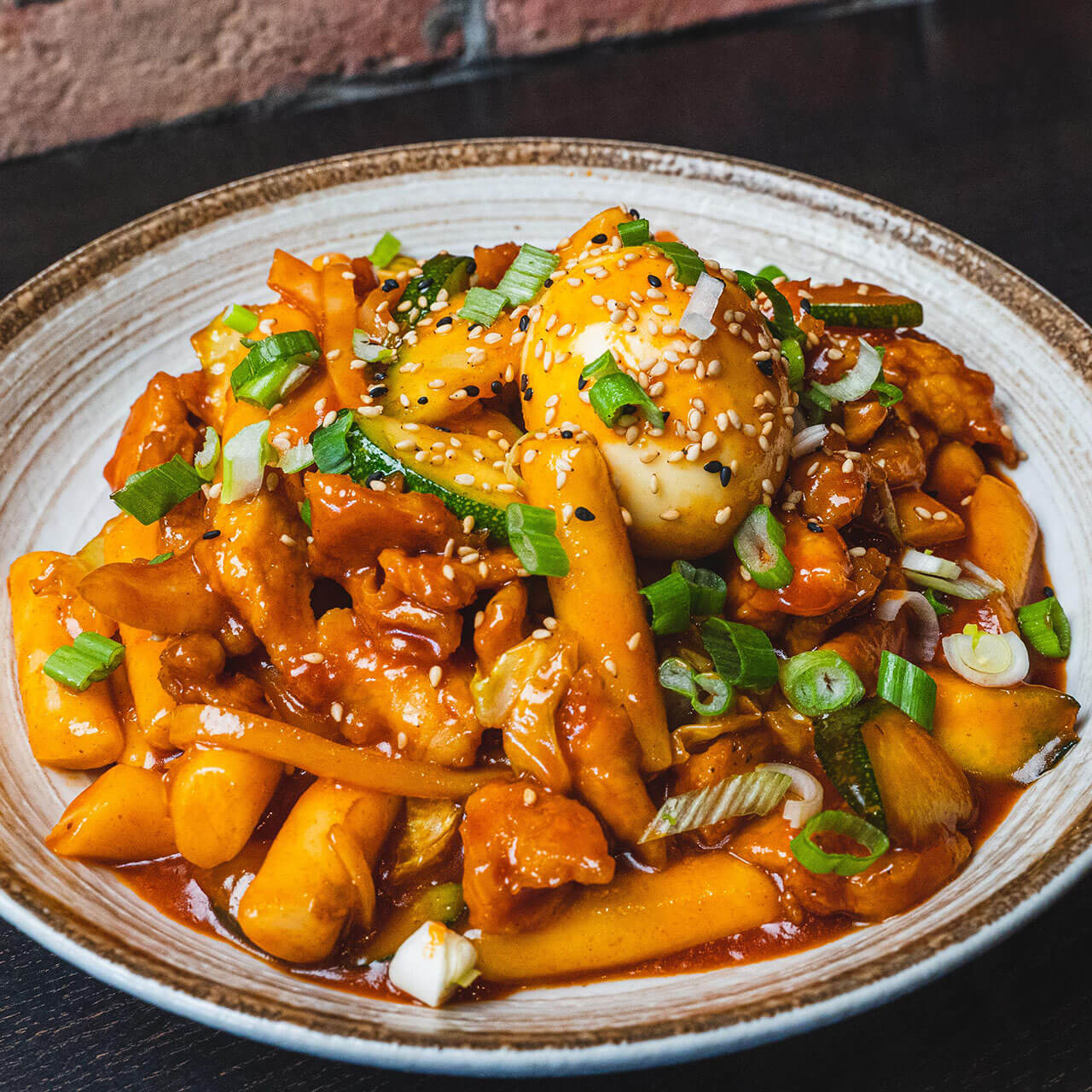 Spicy Korean Tteokbokki Rice Cakes in Gochujang Sauce