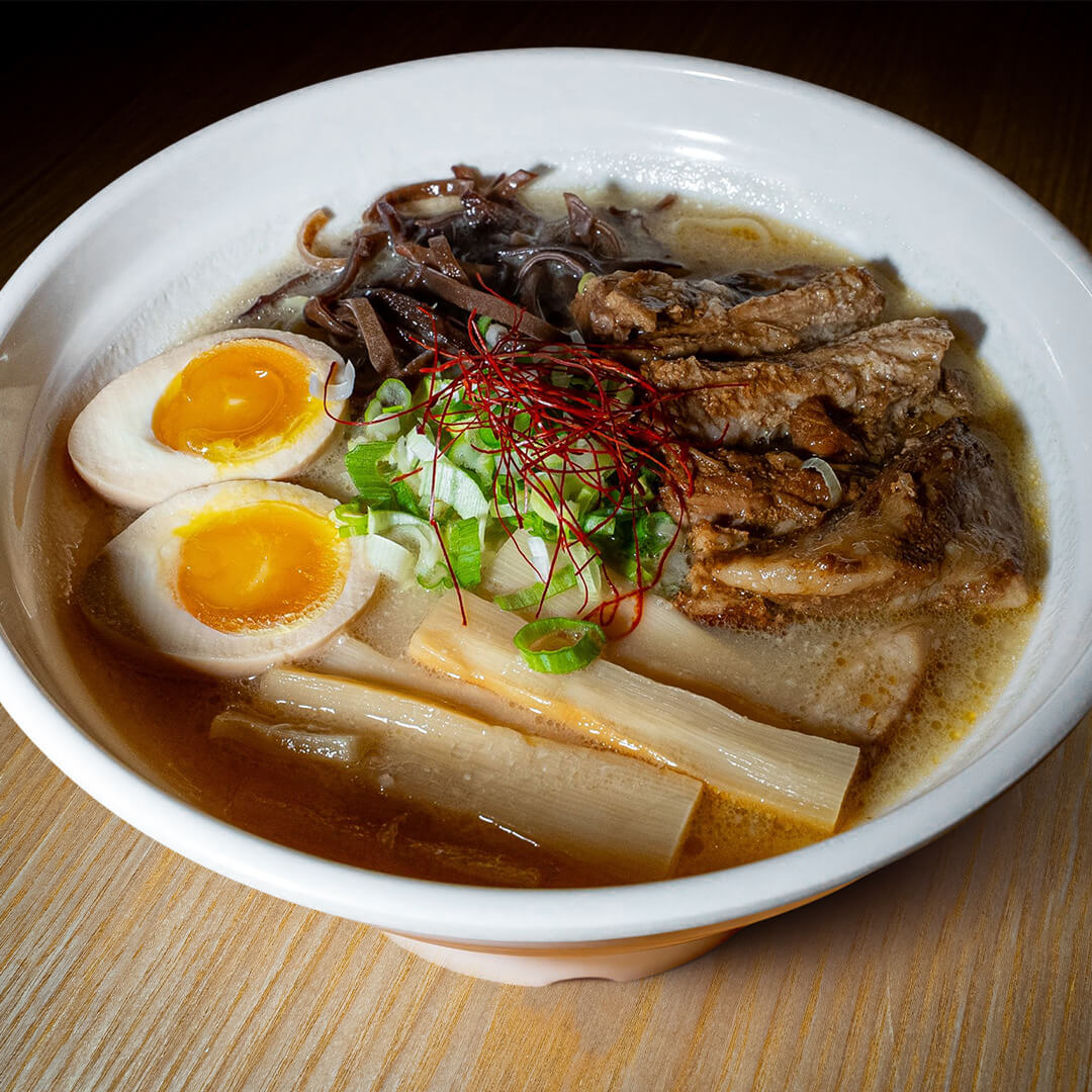 Tonkotsu Ramen Miami Creamy Tonkotsu Ramen Bowl with Pork Belly, Egg, and Bamboo Shoots at 107 Taste, Miami's Best Ramen Spot Title: The Creamiest Tonkotsu Ramen in Miami